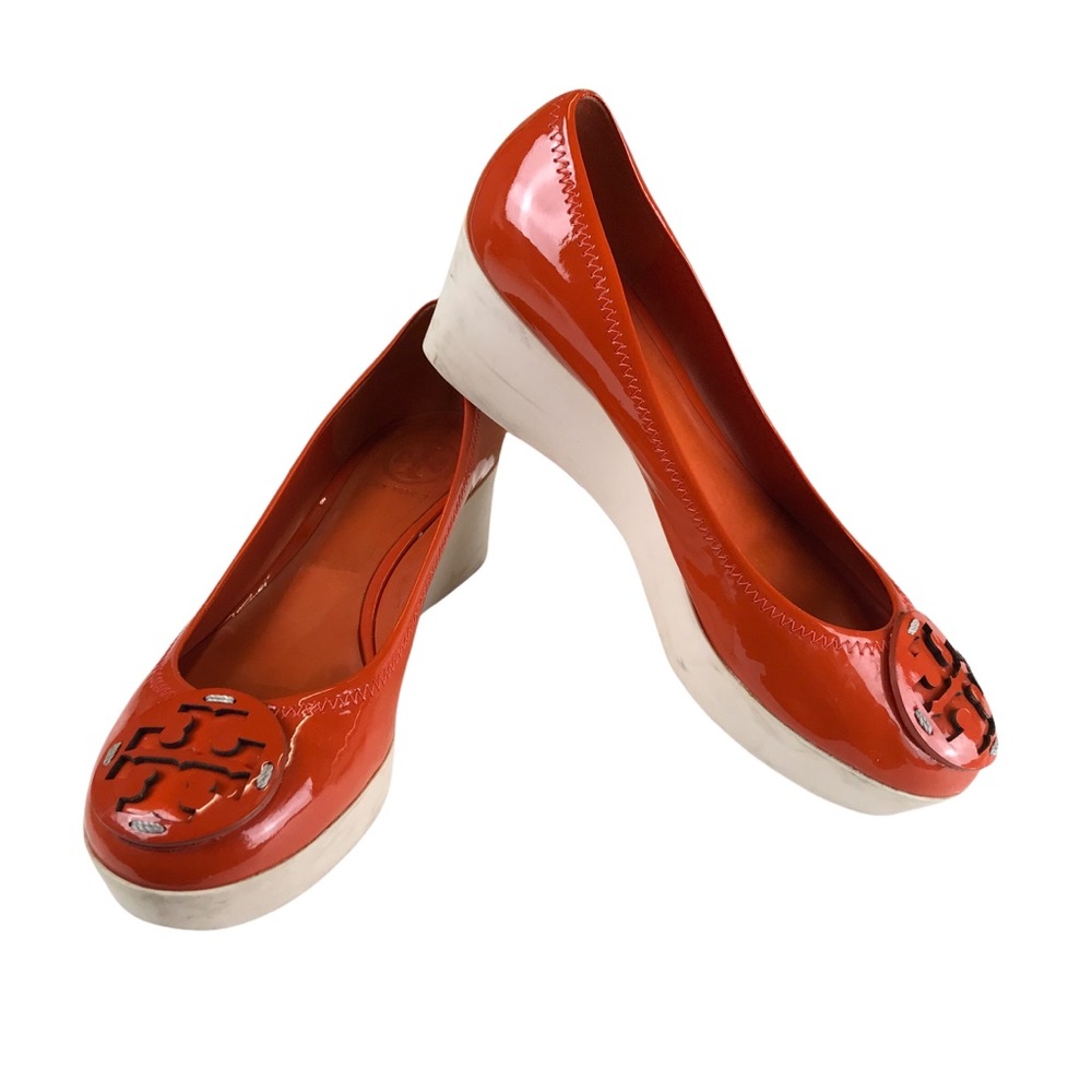 Tory Burch Jilly Leather Platform Rubber Wedges size 8